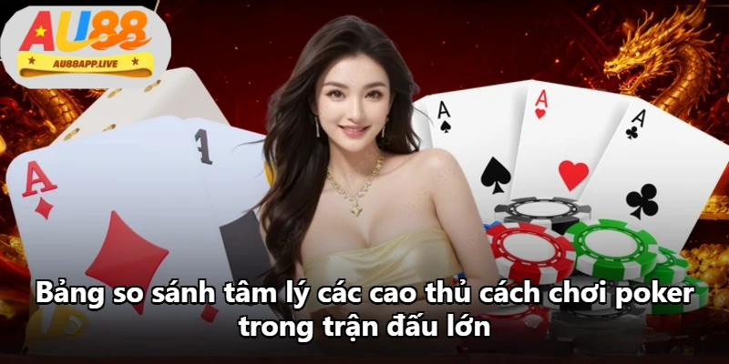 Bảng so sánh tâm lý các cao thủ cách chơi poker trong trận đấu lớn Bảng so sánh tâm lý các cao thủ cách chơi poker trong trận đấu lớn